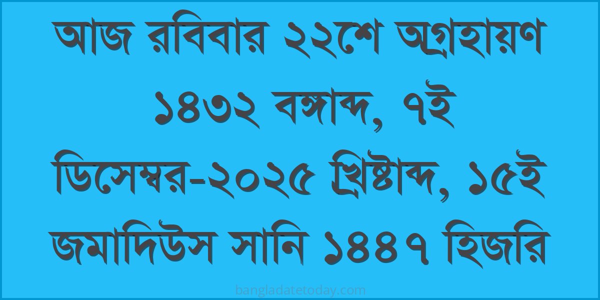 Bangla Bengali Date Today - Wednesday 4th Ogrohayon 1432